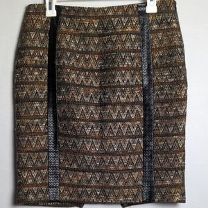 Trina Turk Brown Pencil Skirt - Size 6 - Tweed Wool Blend